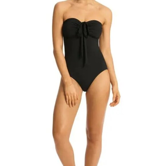 SEA LEVEL Essentials Halter One-Piece Swimsuit in Black Size 6 - Picture 3 of 8